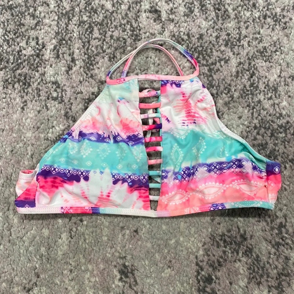 Catalina Women's Pink Blue Halter Bikini Swimsuit Set Tie Dye Full Coverage Sz M - Picture 3 of 5